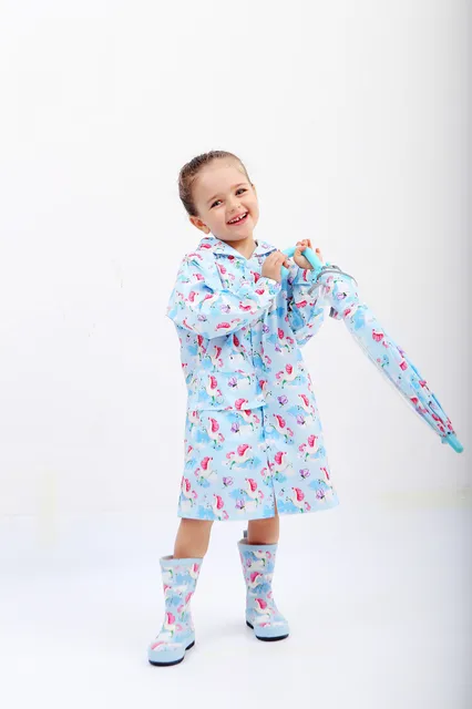 【お気にいる】 Waterproof Hooded School Girls Rain Coat Windproof Children Girls