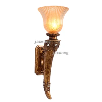 

Nordic Vintage Iron Gloden LED Wall Lamp Loft Study Foyer Dining Room Retro Bedside mirror light deco European Stair Wall Lights