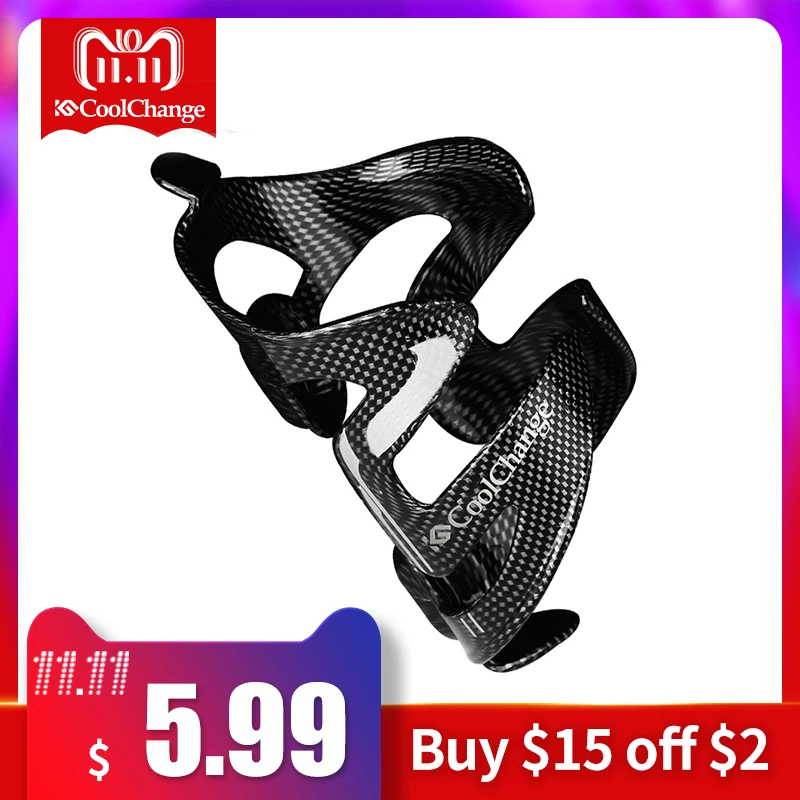 

CoolChange Cycling Bottle Cage Outdoor Ultralight Carbon Fiber Bottle Holder Bike Frame Water Bottle Holder Bicycle Accessories