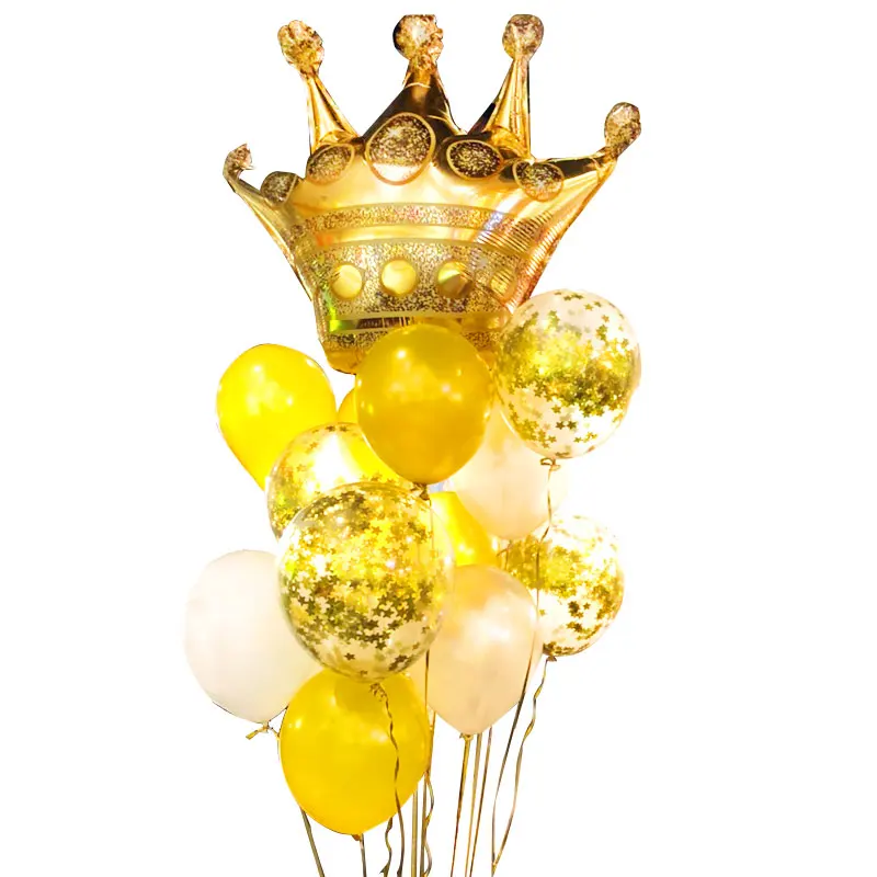 

Birthday Party Decorations Big Size Crown Foil Balloons with Latex Balloons and Confetti Balloons Baby Shower Supplies