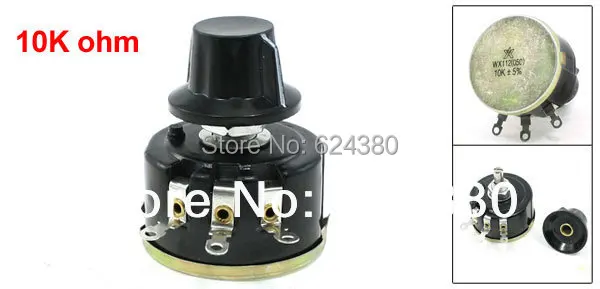 

WX112(050) 10K OHM 5% 5W 10mm Screw Thread Single Turn Rotary Wire Wound Potentiometer Carbon Pot w Knob Cap 1k 2k2 3k3 47k