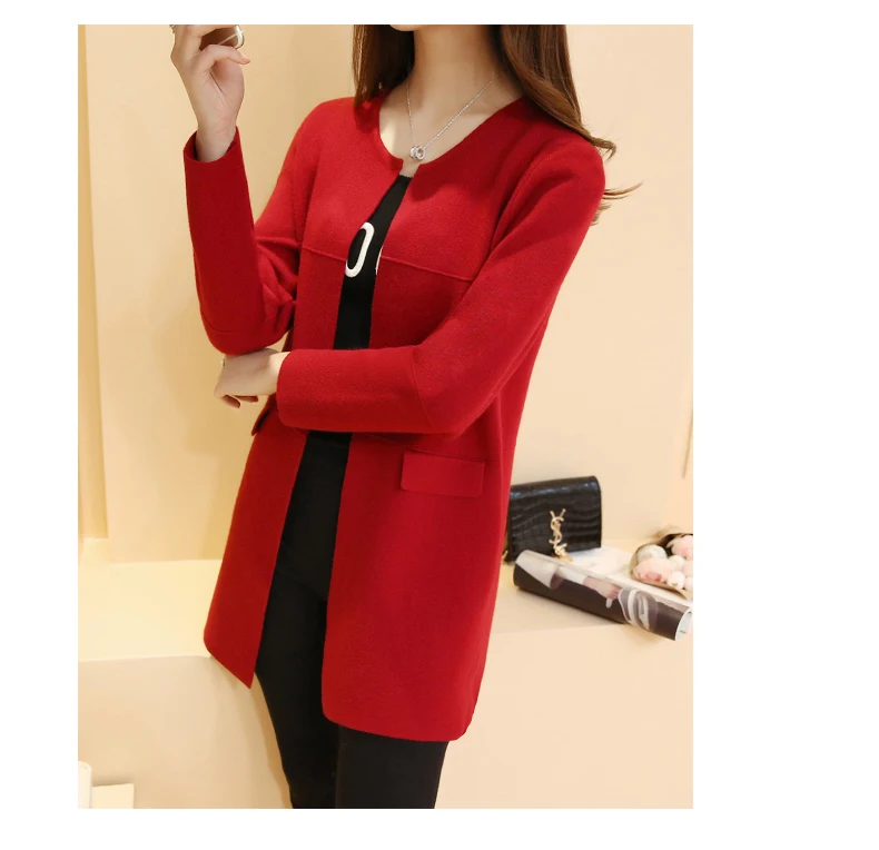 Куртка весна и осень платье новая Корейская версия средней длины свободный студенческий вязаный кардиган Женская мода