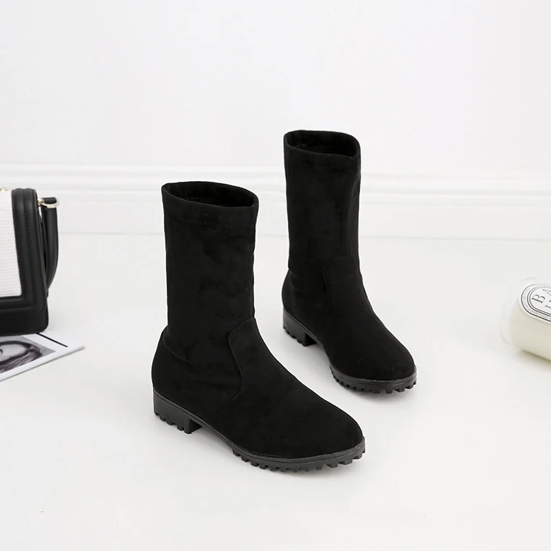 

Lianhuaxiang fashion round head women's winter boots casual shoes High Quality Hot Sale Pure color winter boots women