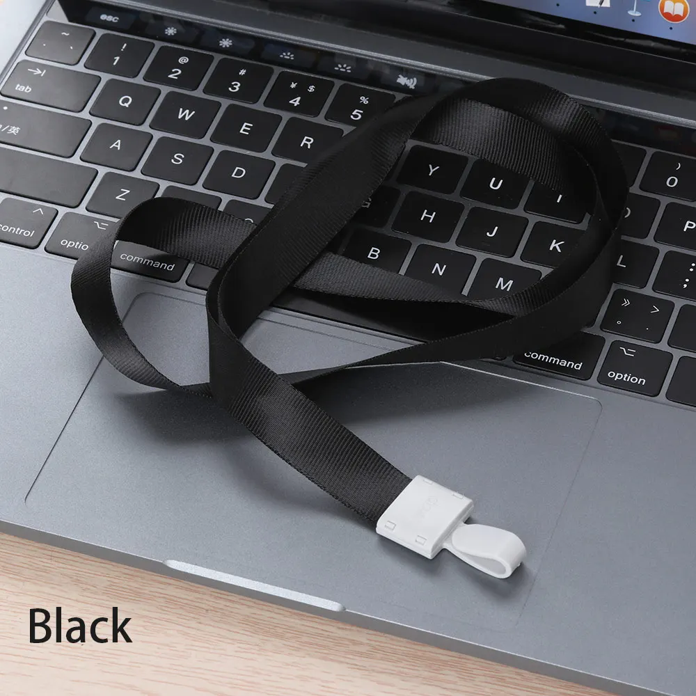 black rope 1 PC Aluminum Alloy Business Work Card ID Badge Vertical Metal Card Case Holders with Rope Office School Card Holder - Цвет: black rope