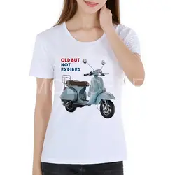 Хип-хоп Vespa футболка Винтаж для Для женщин Италия скутер абсолютно короткий рукав классический 80-х футболка молодежи/девочка футболка K8-11