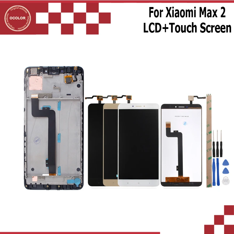 

ocolor For Xiaomi Max 2 LCD Display and Touch Screen +Frame Screen Digitizer Assembly 6.44 inch+Tools And Adhesive 1920X1080 FHD