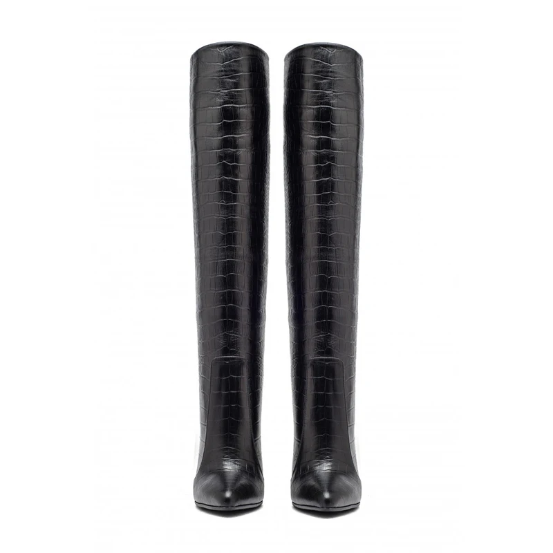 Bottes femme Nouveau/женские сапоги до колена на высоком каблуке-шпильке с острым носком; большие размеры; сезон весна-осень; женская обувь