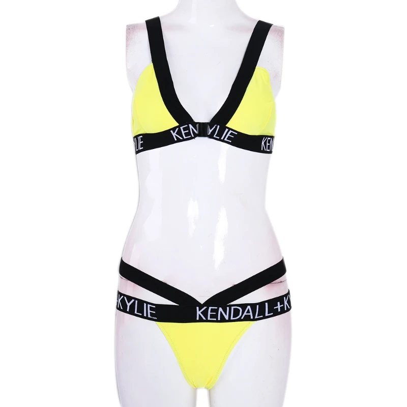 

Women Sexy Bikini Set Push up Bra Criss Cross Bandage Low Waist Thongs Swimsuit
