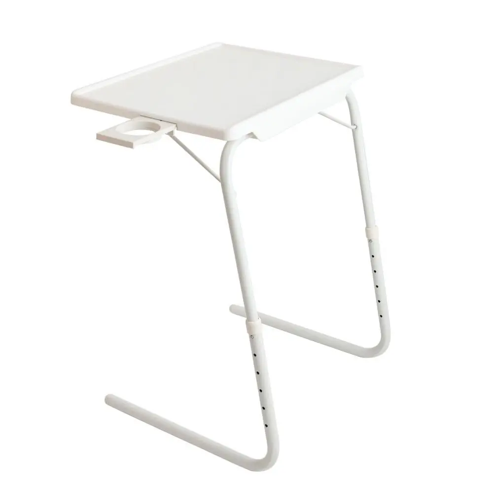 

Foldable Table with Cup Holder TV Tray Portable Folding Snack Table Adjustable Sofa Side Table for Breakfast Bed Table