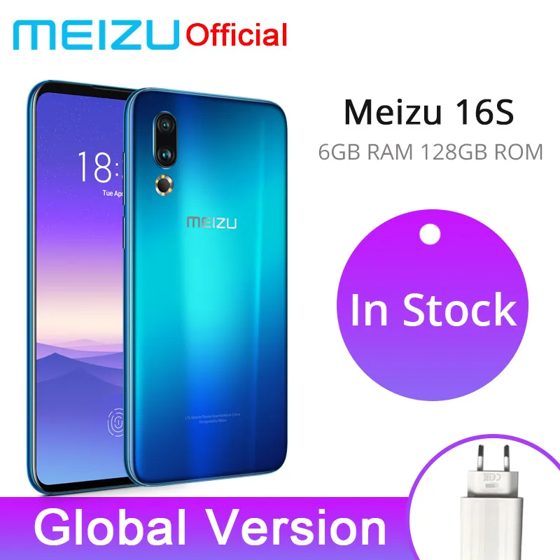 

In Stock Meizu 16s 6GB 128GB Global Version 16 s Smartphone Snapdragon 855 6.15" 48MP Dual Camera AI Front 20MP Mobile Phone