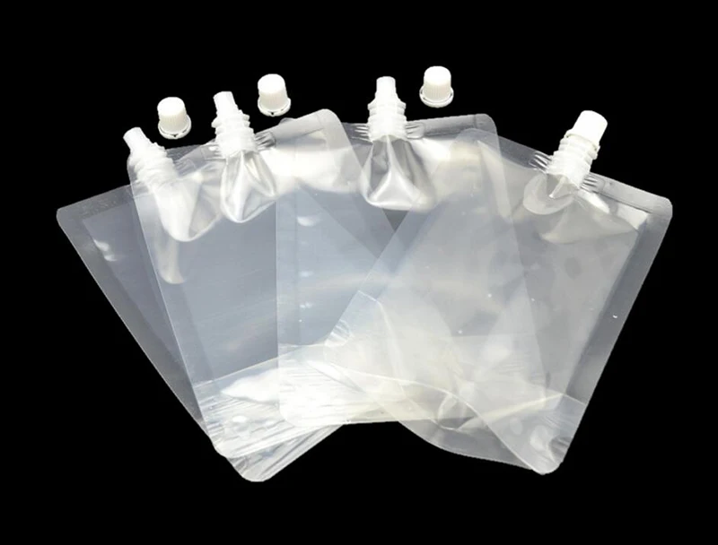 100 Pack, Stand-up Plastic Drink Packaging Bag Spout Pouch for Beverage Liquid Juice Milk Coffee
