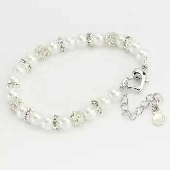 

Perfect Flower Girl Bracelet,Teen Girl Shell Pearl Rhinestone Beads Jewellery,Charming Birthday Party Gift