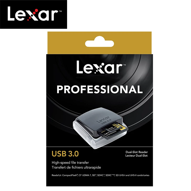 Lexar Профессиональный USB 3,0 карта CompactFlash reader SDXC/SDHC Dual-Slot Reader400 скорость до 500 МБ/с