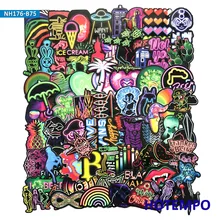 75pcs Color Neon Light Sticker Icon for Mobile Phone Laptop Luggage Skateboard Fixed Gear Bike Guitar Case Moto Decal Stickers