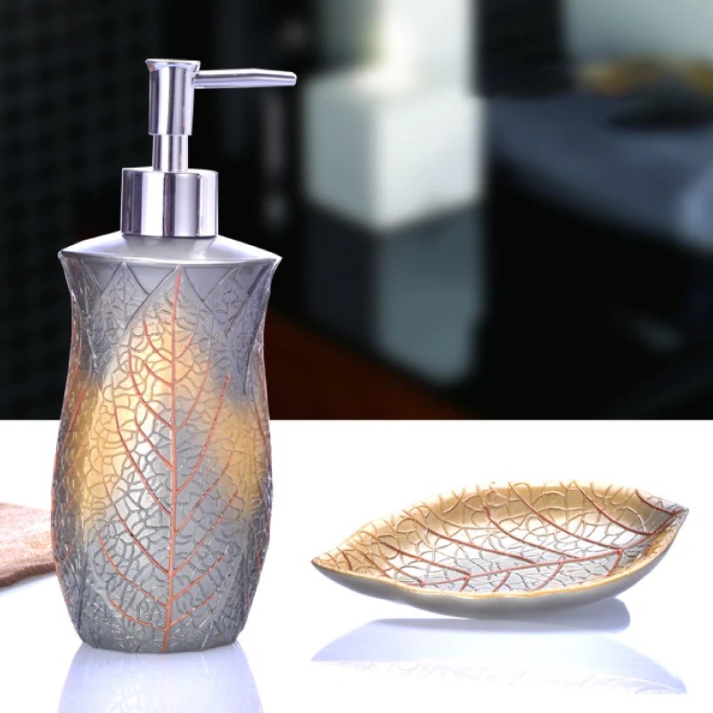 2Pcs Resin Hand Liquid Soap Dispenser Soap Dishes Set Luxury Brand Hotel Bathroom Kitchen Sink Shampoo Shower Gel Pump Bottle