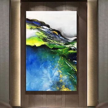 

Canvas painting cuadros decoracion acrylic blue and green canvas abstract painting Wall art Pictures for living room home decor