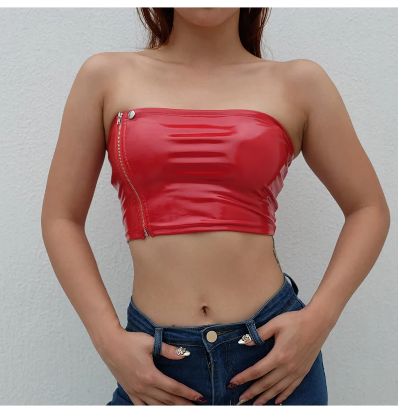 Sexy Women PVC Leather Lingerie Bodysuits Latex Lingerie Sets Zipper Corset Fashion Hot Nightclub Latex Pole Dance Catsuit Red (9)