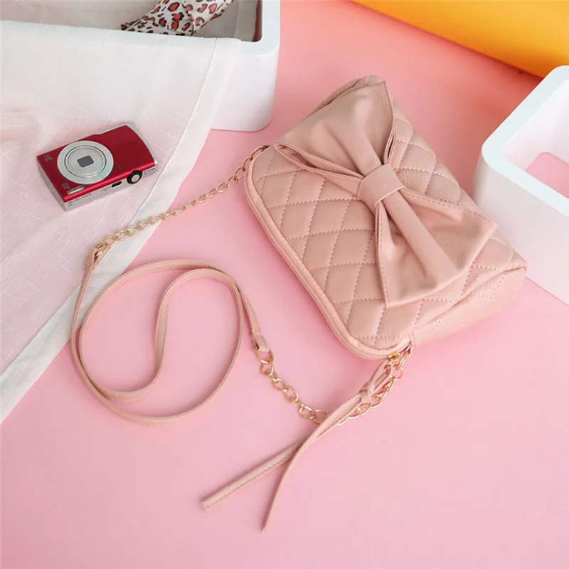Pink Новая женская модная сумка через плечо сумочка из кожезаменителя с бантом Сумка через плечо для женщин - Цвет: Pink