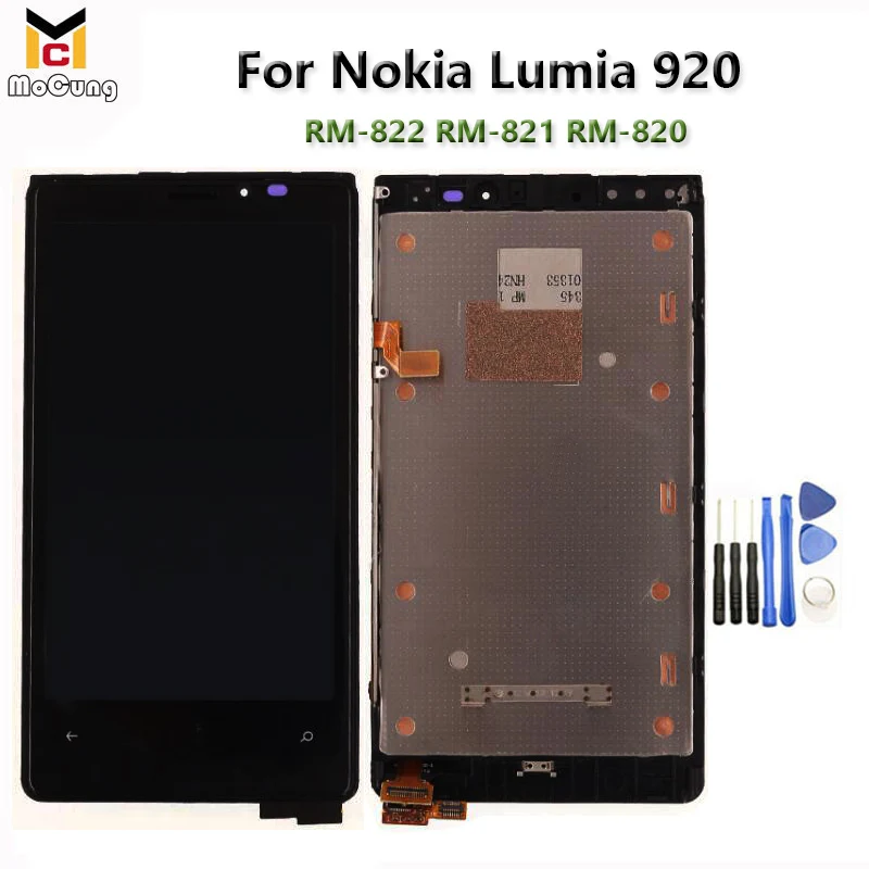 

4.5" 100% New LCDs For Nokia Lumia 920 LCD Screen Touch Display Digitizer With Frame For NOKIA 920 RM-822 RM-821 RM-820 Replace