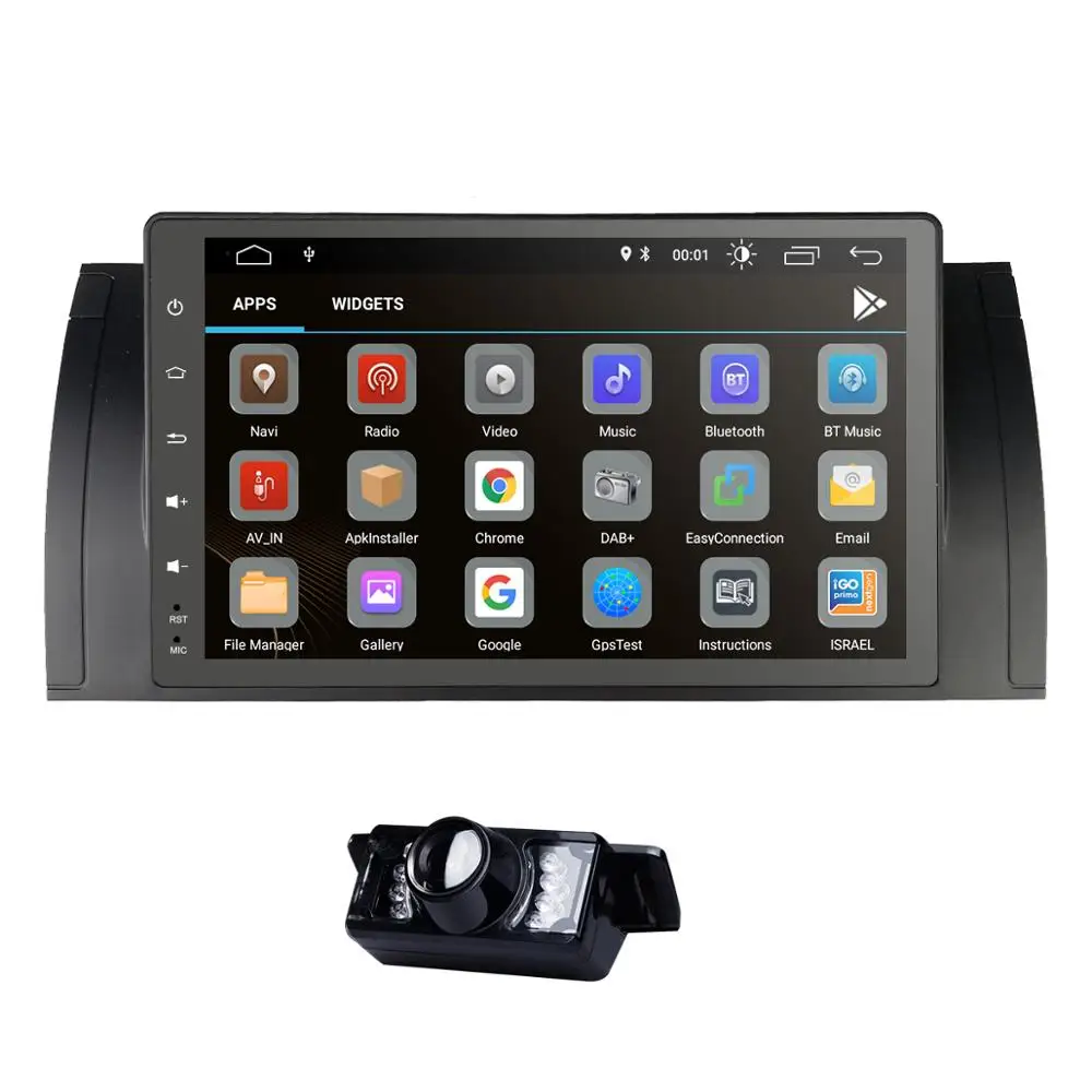 Excellent Quad core Android 9.0 Car GPS Stereo for BMW E39 E53 X5 with EO Wifi Bluetooth Steel wheel control DVR TPMS OBD2 Free Camera IGO 4
