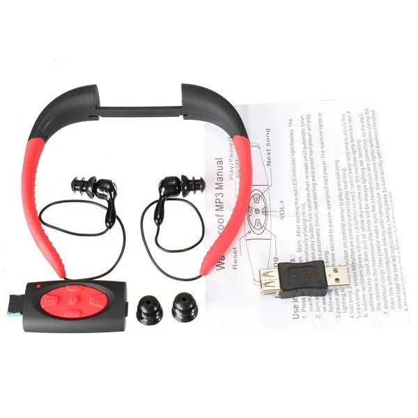 IPX8 водонепроницаемый плавательный MP3 плеер спортивные беспроводные Bluetooth наушники Шейная гарнитура наушники для плавания Дайвинг Серфинг