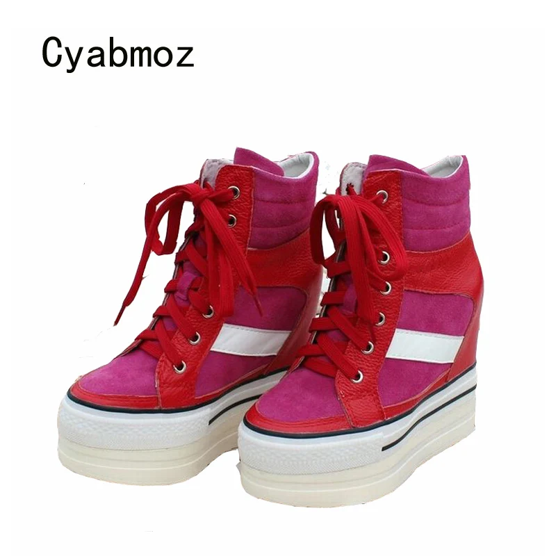 

Cyabmoz Wedge Women Shoes Woman High Heels Genuine Leather Platform Mixed Colors Shoes Zapatillas Zapatos Mujer Tenis Feminino