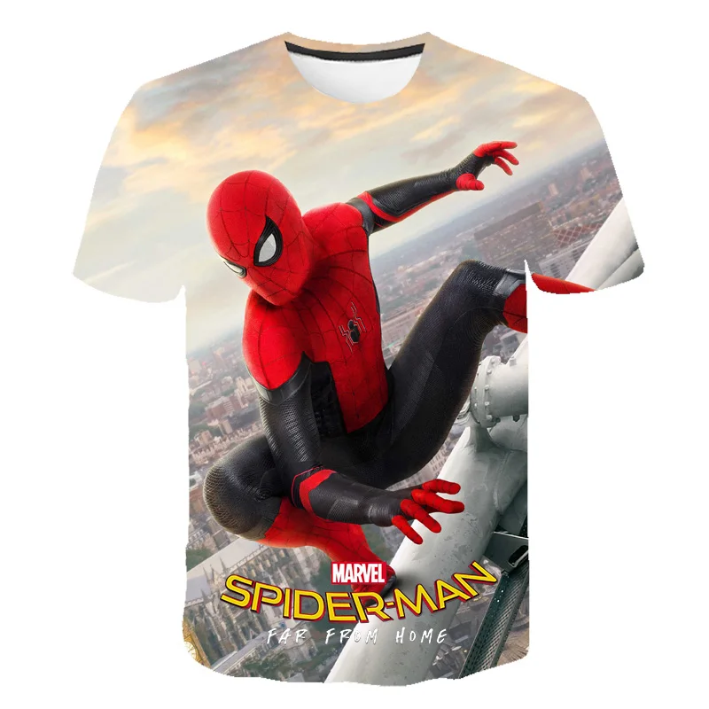 BIAOLUN/футболка с человеком-пауком для мальчиков детская футболка футболки с супергероем для девочек, детские футболки Одежда для детей футболка с короткими рукавами