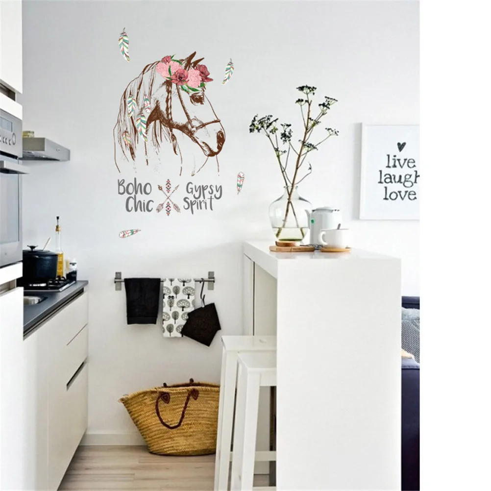 Us 1 25 61 Off Hot Sale Diy Room Decor Bedroom Wall Decal Horse Head Personality Wall Sticker Mural Removable 50 70cm In Wall Stickers From Home