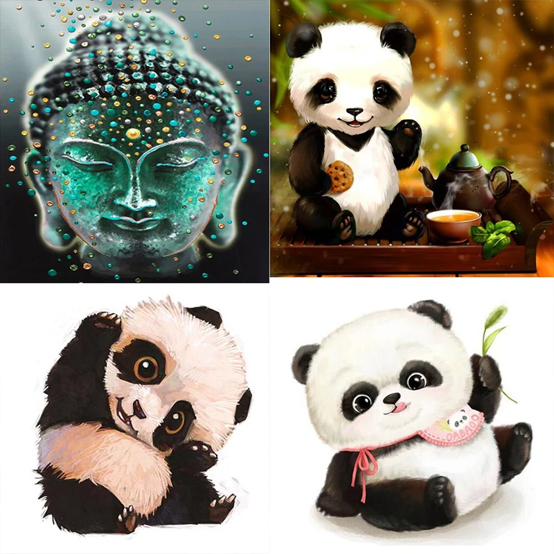 

5d Full round Diamond Embroidery Buddha Icon& Children's love panda Diamond Painting Cross Stitch Needlework Arts Diamond mosaic