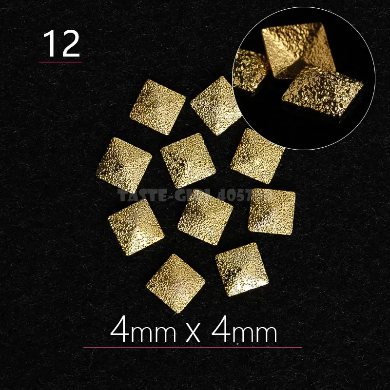 12.Square 4mm Gold 500 шт./упак. матовый цвет серебристый, Золотой 3D прямоугольник Triagnle в форме квадрата в форме звезды с голубыми овальными висячие серьги с металлическими заклепками; Нейл арт драгоценные камни оформление «сделай сам» с заклепками - Цвет: 12.Square 4mm Gold