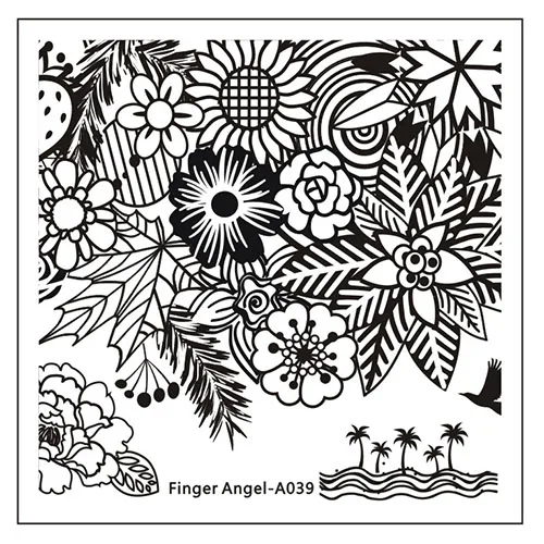 Палец ангел 1 PCS жидкость для художественного оформления ногтей листы со штампами изображение платет геометрический Рисунок 6*6 квадратных временный Маникюр W002 - Цвет: A039