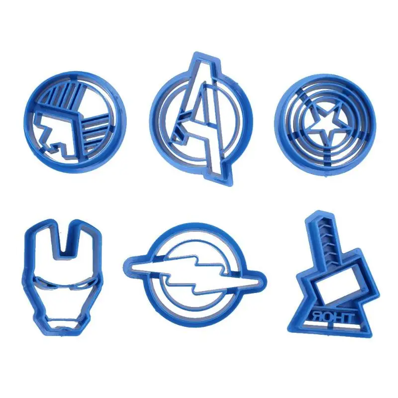 

6pcs/set The Avengers Alliance Super Hero Cookie Cutter Sugar Mold Superheroes Biscuit Cake Sugarcraft Avengers Cookie Cutters