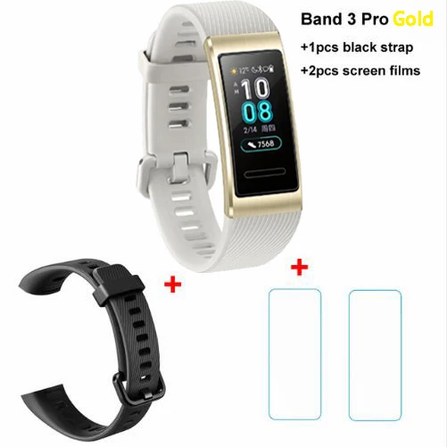 Смарт-браслет huawei Band 3/3 Pro, 0,95 дюймов, трекер для плавания, водонепроницаемый, Bluetooth, фитнес-трекер, сенсорный экран - Цвет: Pro x black x film