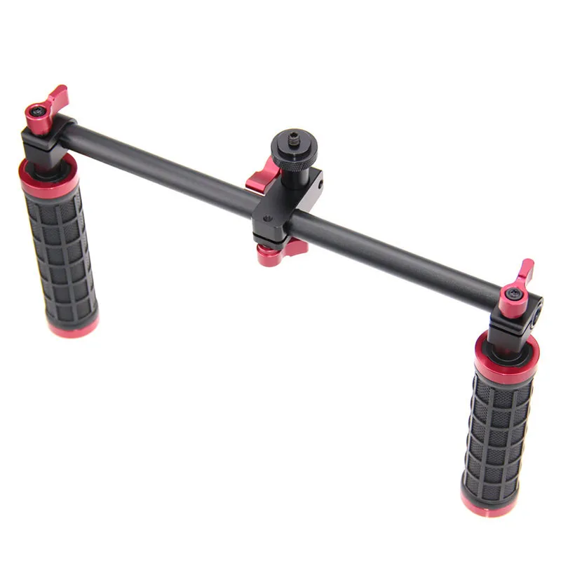 Camera Stabilizer Shoulder Dual Handle Grip Anti Slip Rubber With Two Hand Grip For DSLR Camera