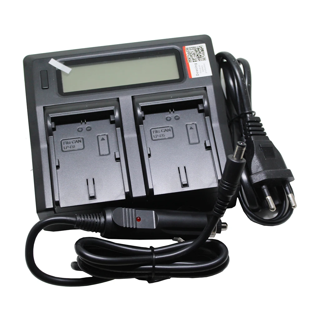 LP E6 LP E6 LC E6 Camera Battery Rapid Dual LCD Charger with USB Port