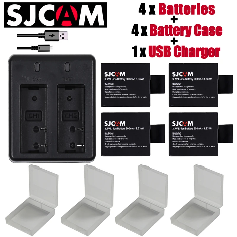 

New 4pcs SJCAM sj4000 eken H9 GIT-LB101 GIT BATTERY sj5000 sj6000 sj7000 SJ8000 SJ9000 battery +Dual USB charger