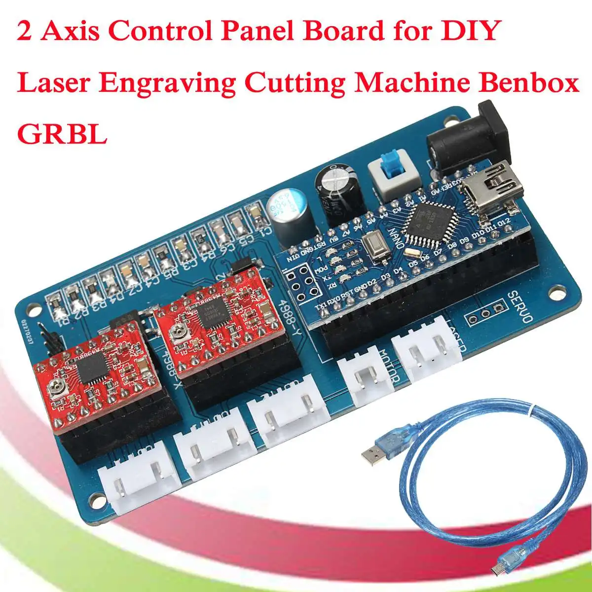 

2 Axis Stepper Motor USB Driver Board Control Panel Board 12V for CNC DIY Desktop Laser Engraving Cutting Machine GRBL + Cable