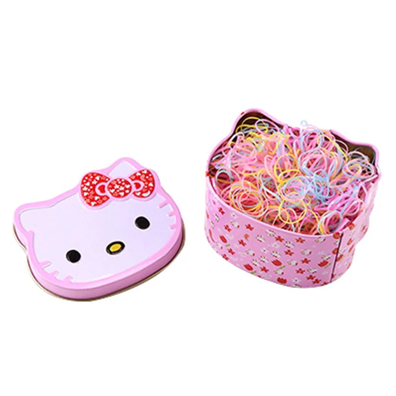 

Gift Box Packed About 700PCS Kids Disposable Colorful Elastic Hair Bands Cute Hair Bands Ponytail Holder Girls Hair Accessories