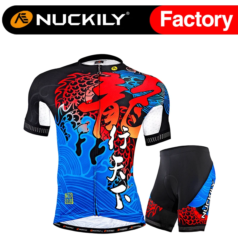 

Nuckily blue short sleeve cycling clothing and short wonderful design men's sets