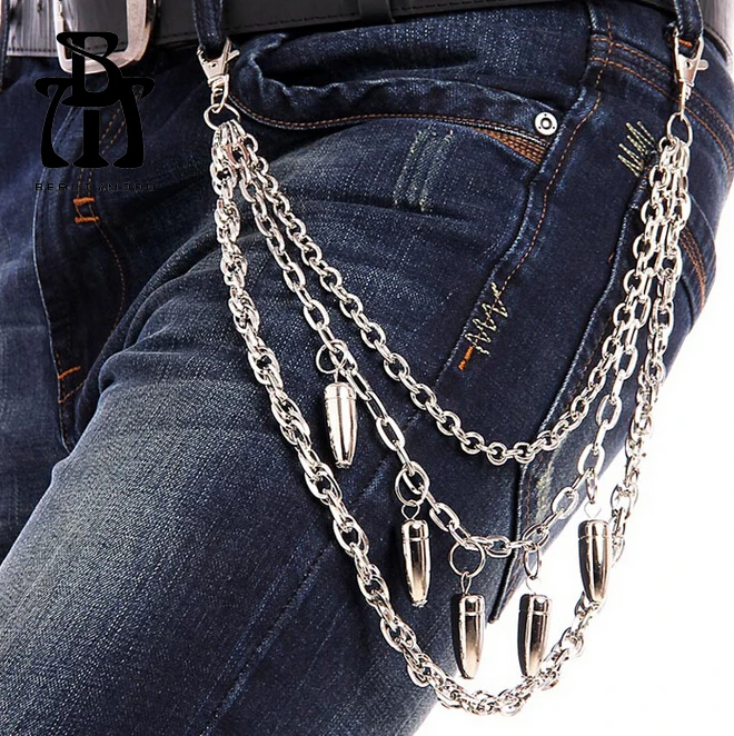 Key Chains Jeans Men Women Steampunk Hip Hop Silver Plated Metal