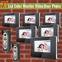 Alta calidad 7 “lcd video de la puerta teléfono 2 cámara 6 monitor kit de cámara monitores de vídeo de intercomunicación timbre timbre de la puerta de intercomunicación teléfono