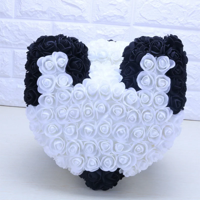 40CM Love Heart Rose Panda Bear Artificial Flowers Soap Foam Rose Flower Panda Christmas Gifts for Women Valentine's Day Gift