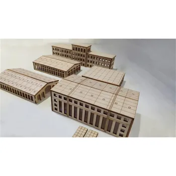 

5pcs 1/350 DIY Wooden House Factory Building Set Warship Harbor Scenery Assembly Model For age 12+