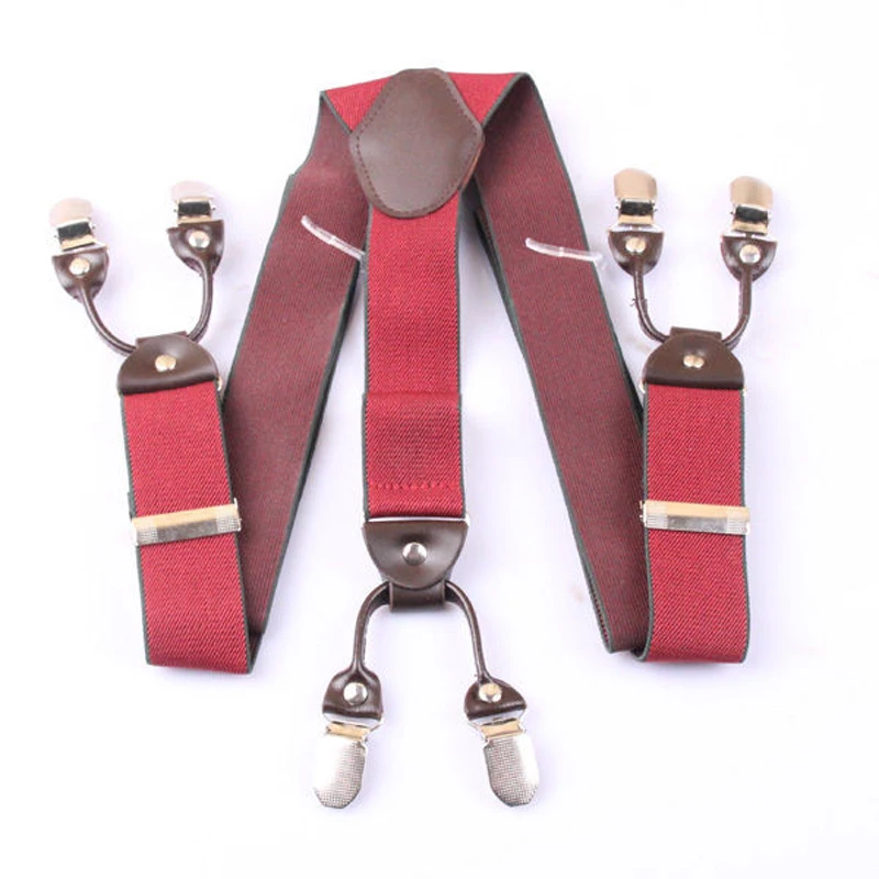 GUCHOL Boys Suspenders Bow Tie Set Strengthen 4 Clip Leather for Kids Adjustable Length Pants Accessories