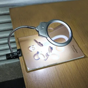 

2.25X 5X Lamp Magnifier LED Magnifying Light Desk Table Repair Clamp with Hose Clip