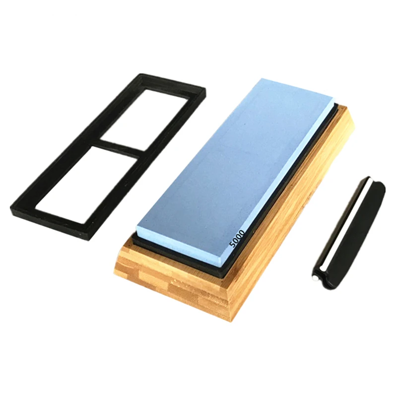 

Double Sided Sharpening Stone Grindstone Silicone Bamboo Base Holder 5000 Grit