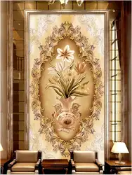 Пользовательские росписи фото 3d обои Европейский высокого класса ваза крыльцо декор живопись 3d настенные фрески обои для стен 3 D