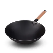 Кухонный вок бытовой большой железный горшок старомодный антипригарный сковорода с круглым дном вок шеф-повара жареный ВОК