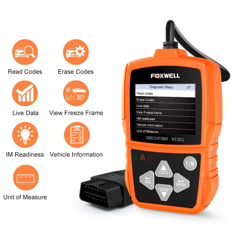 Бд obd2 автомобильной сканера Foxwell nt201 OBDII EOBD Двигатели для автомобиля код ошибки