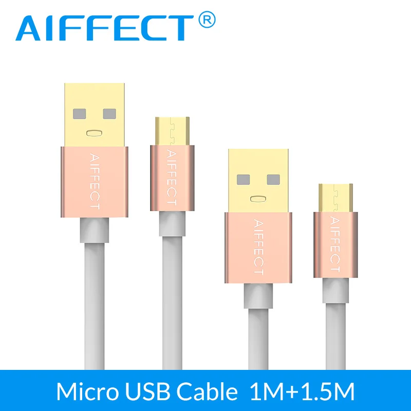 AIFFECT 2 шт. 1Mx1 1.5Mx1 Micro USB кабель USB 5 В 3A кабель быстрой зарядки для samsung htc sony huawei Xiaomi LG Android телефон - Цвет: Rose Gold